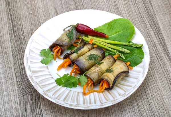 Eggplant rolls with carrot — Stock Photo, Image