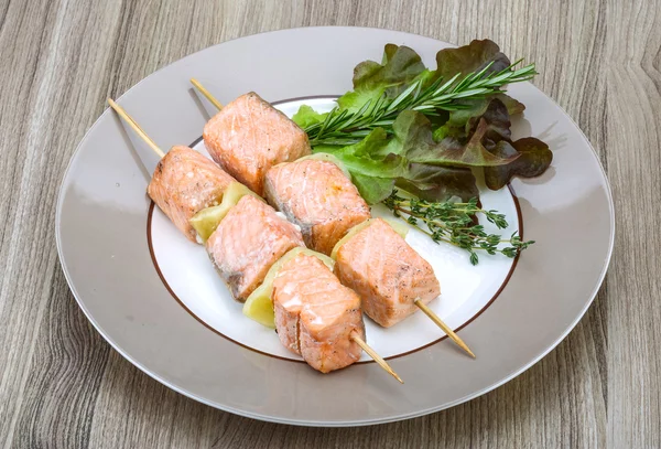 Spiedino di salmone — Foto Stock