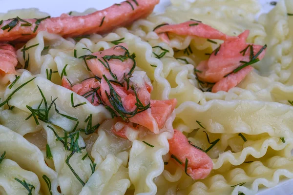 Pasta med lax — Stockfoto