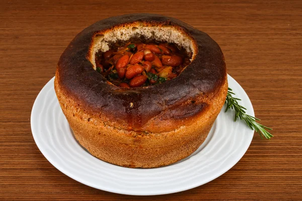 Bean soup in bread — Stock Image Bean soup in bread Stock Picture