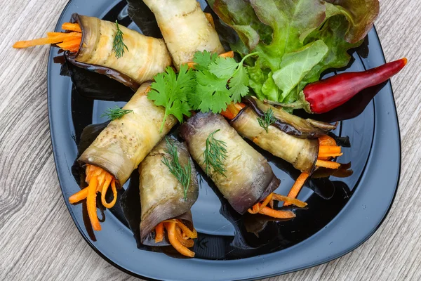 Eggplant rolls with carrot — Stock Photo, Image