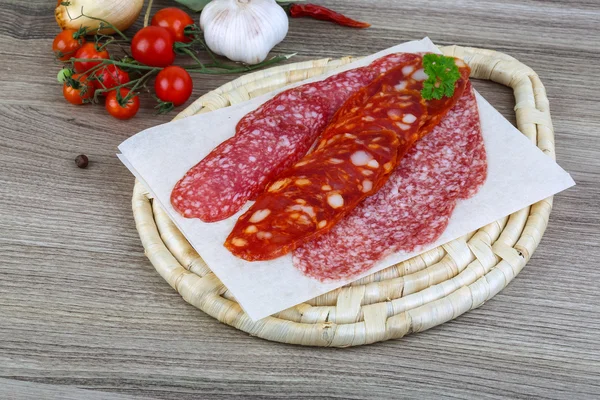 Kiełbasa salami — Zdjęcie stockowe