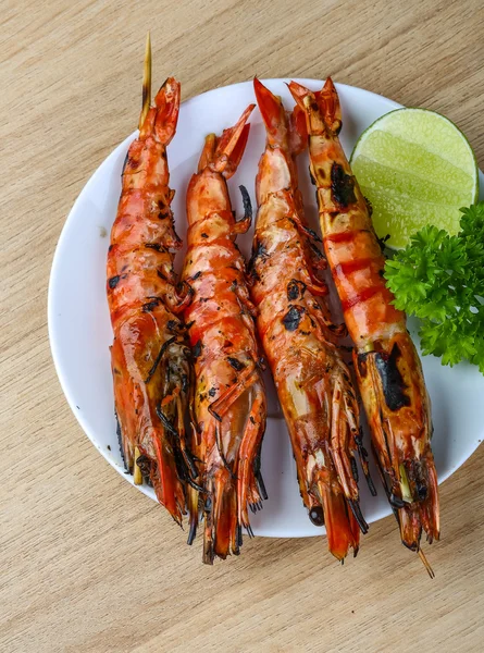 Grilled king prawns — Stock Photo, Image