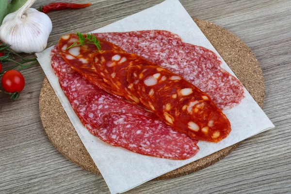 Salsicha de salame — Fotografia de Stock