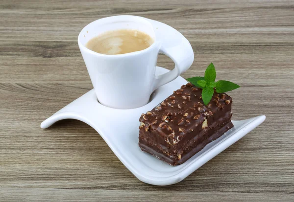 Kuchen mit Kaffee — Stockfoto