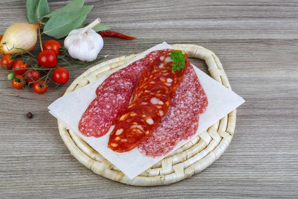 Salsicha de salame — Fotografia de Stock