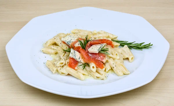 Penne with salmon — Stock Photo, Image