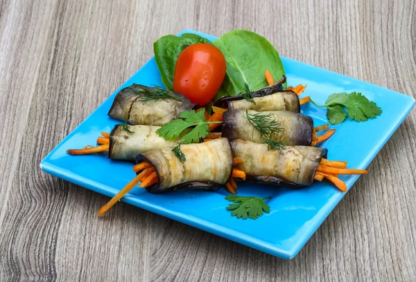 Eggplant rolls with carrot — Stock Photo, Image