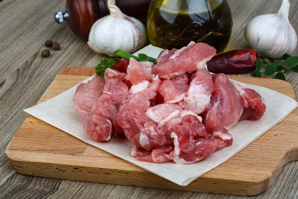 Carne de porco em cubos — Fotografia de Stock