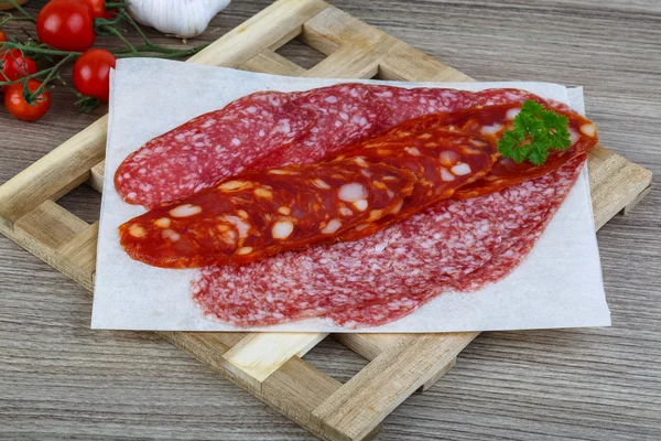 Салями-колбаса — стоковое фото