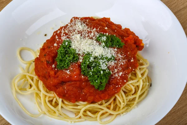 Nudeln Napoli mit Parmesan — Stockfoto