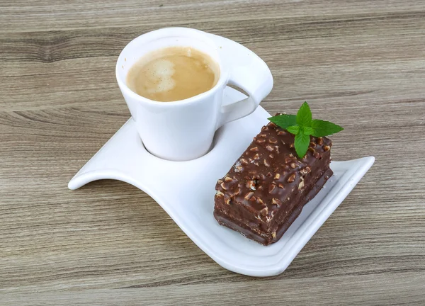 Kuchen mit Kaffee — Stockfoto