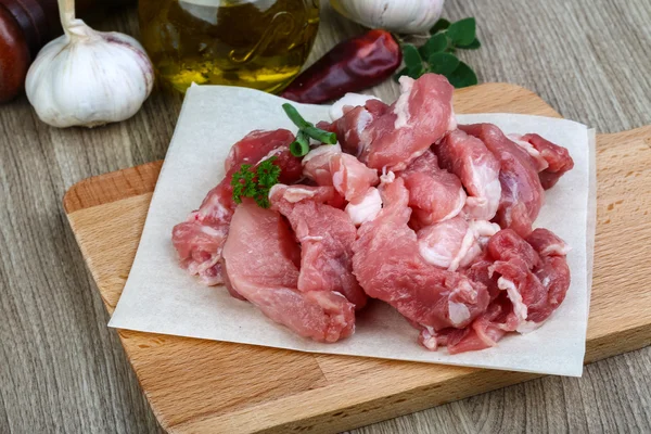 Carne de porco em cubos — Fotografia de Stock