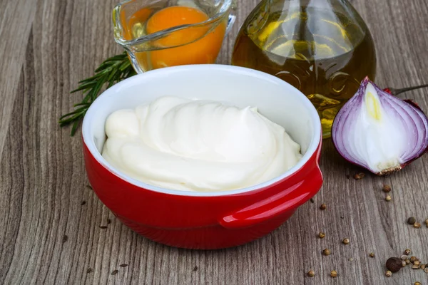 Mayonnaise sauce in the bowl — Stock Photo, Image