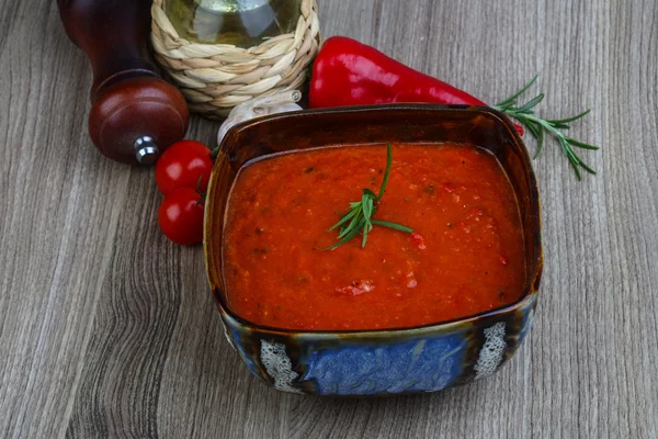 Hiszpańska zupa tradycyjna - Gazpacho — Zdjęcie stockowe