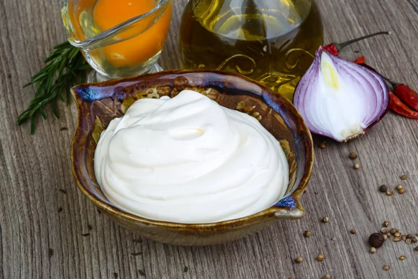 Mayonnaise sauce in the bowl — Stock Photo, Image