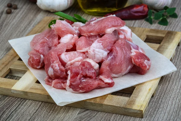 Carne de porco em cubos — Fotografia de Stock