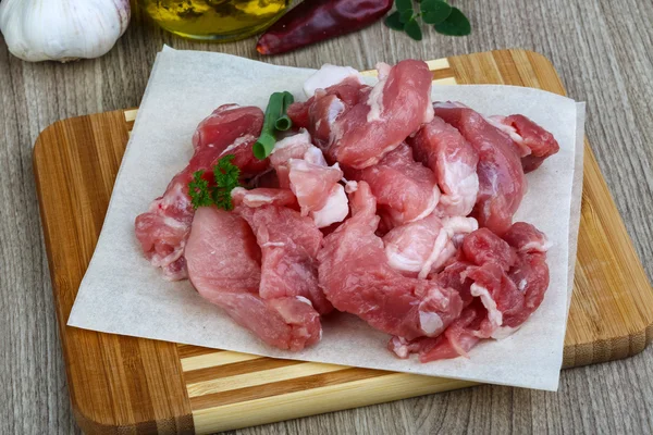 Carne de porco em cubos — Fotografia de Stock