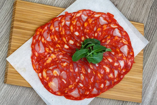 Spanish salami Chorizo sausage — Stock Photo, Image