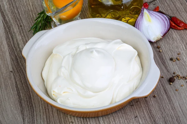 Mayonnaise sauce in the bowl — Stock Photo, Image