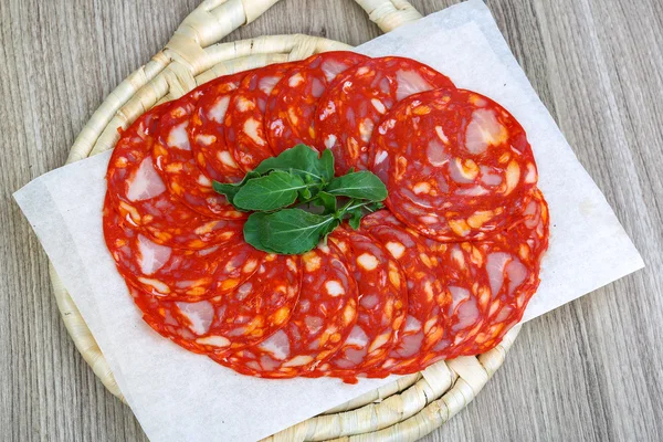 Spanish salami Chorizo sausage — Stock Photo, Image