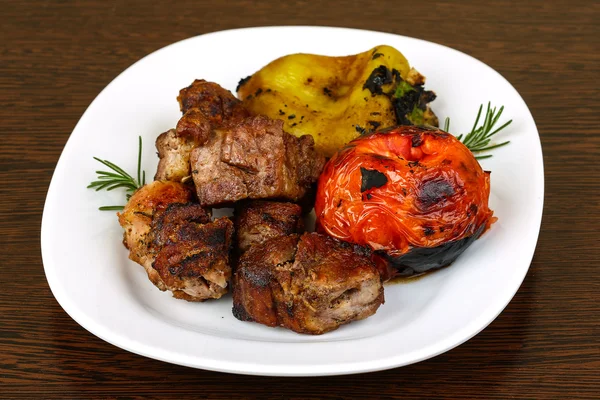 Carne de porco grelhada - shaslik — Fotografia de Stock