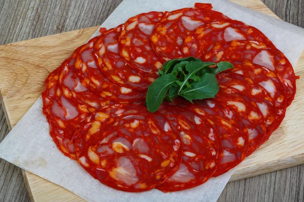 Salame espanhol Salsicha Chorizo — Fotografia de Stock
