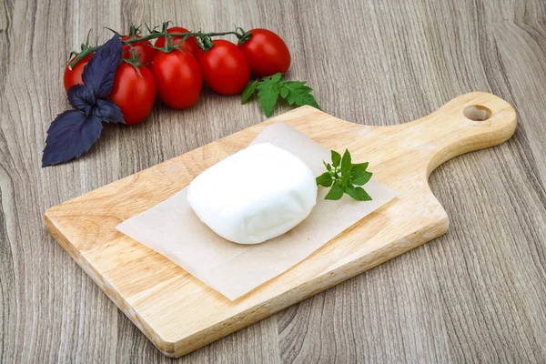 Mozzarella mit grünem Basilikum — Stockfoto