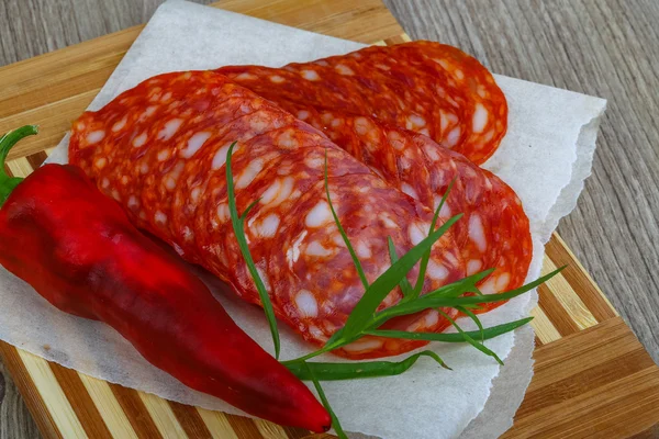 Salsicce tradizionali spagnole Chorizo — Foto Stock