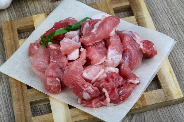 Carne de porco em cubos — Fotografia de Stock