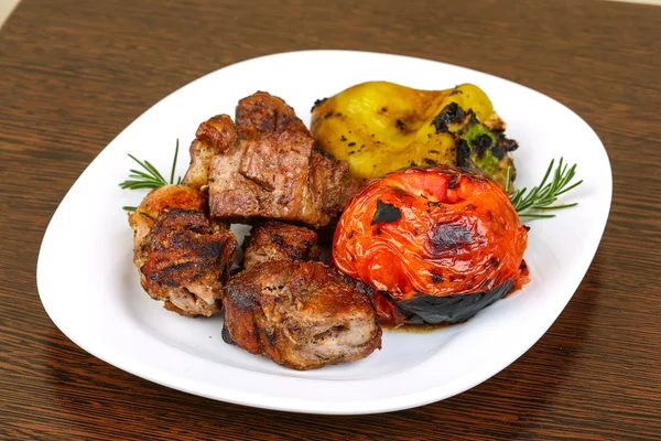 Gegrilltes Schweinefleisch - Schaschlik — Stockfoto