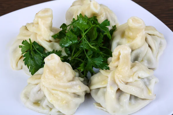 Bolinhos grandes caucasianos - Khinkali — Fotografia de Stock