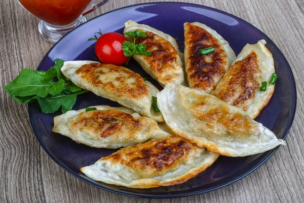 Japonská tradiční kuchyni - smažené Gyoza — Stock fotografie