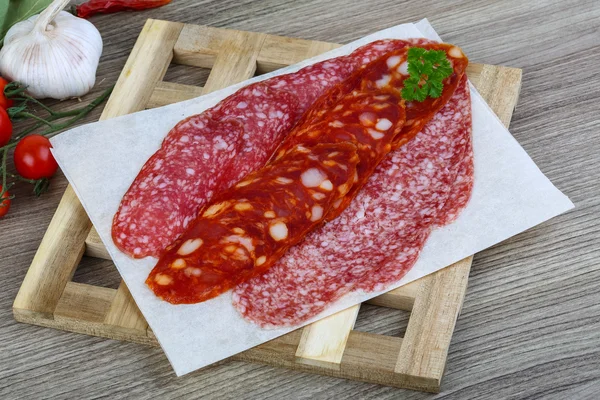 Salchicha salami con perejil — Foto de Stock