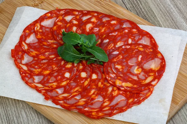 Salame espanhol tradicional - Chorizo — Fotografia de Stock