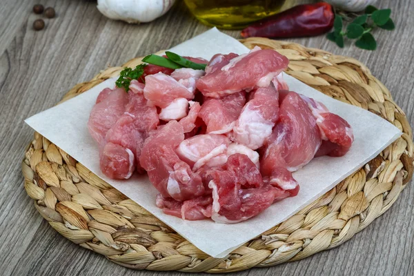 Carne de porco em cubos — Fotografia de Stock