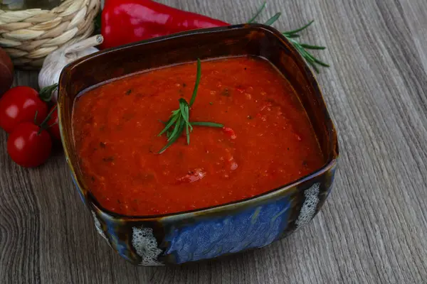 Hiszpańska zupa tradycyjna - Gazpacho — Zdjęcie stockowe