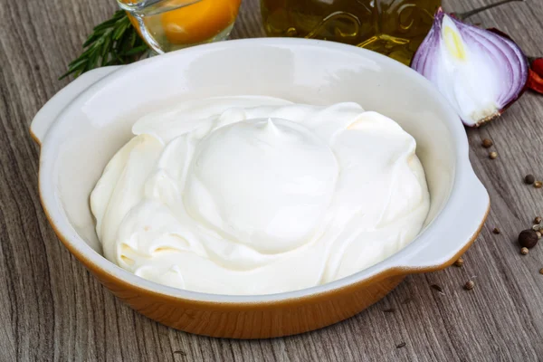 Mayonnaise sauce in bowl — Stock Photo, Image