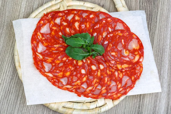 Spanish salami - Chorizo sausage — Stock Photo, Image