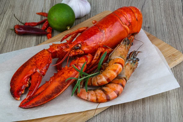 Langosta y camarones — Foto de Stock