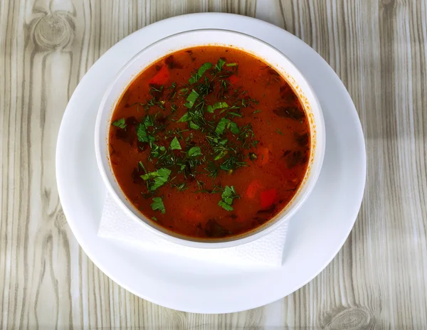 Russian traditional cabbage soup - Borscht — Stock Photo, Image