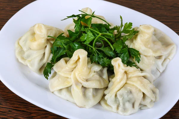 Caucasian big dumplings - Khinkali — Stock Photo, Image