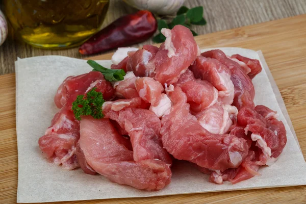 Carne de porco em cubos — Fotografia de Stock