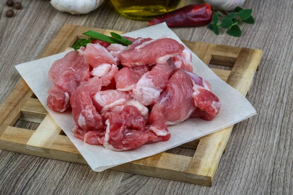 Carne de porco em cubos — Fotografia de Stock