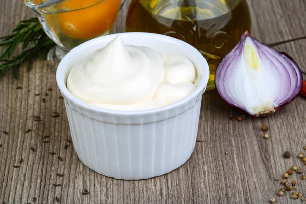 Mayonnaise sauce in bowl — Stock Photo, Image