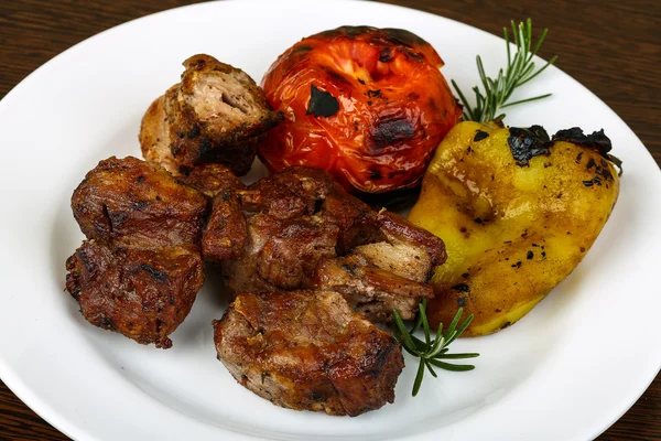 Grillad fläskfilé kött - shaslik — Stockfoto