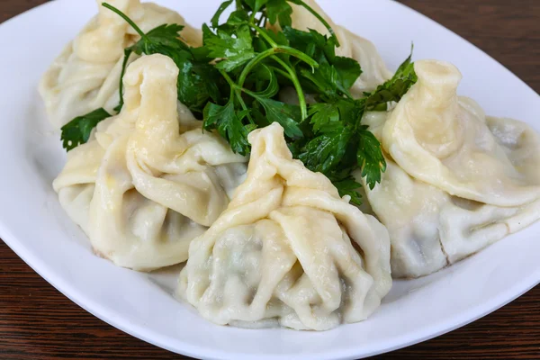 Große kaukasische Knödel - khinkali — Stockfoto