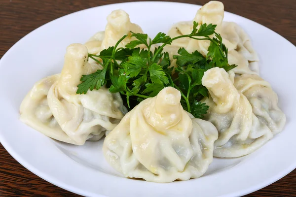 Große kaukasische Knödel - khinkali — Stockfoto