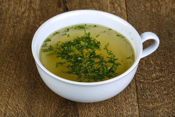 Broth with dill — Stock Photo, Image