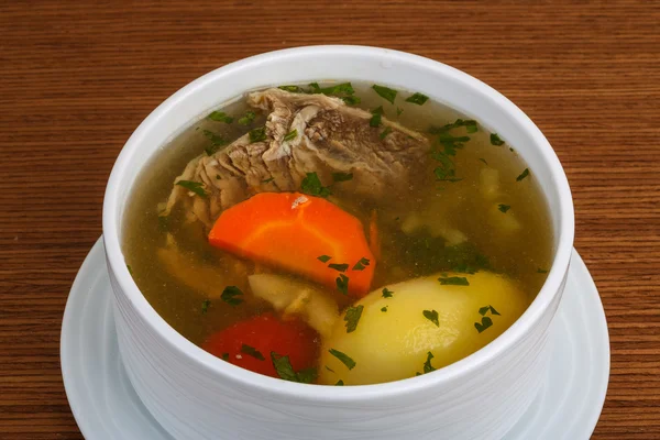 Nötkött soppa med grönsaker — Stockfoto